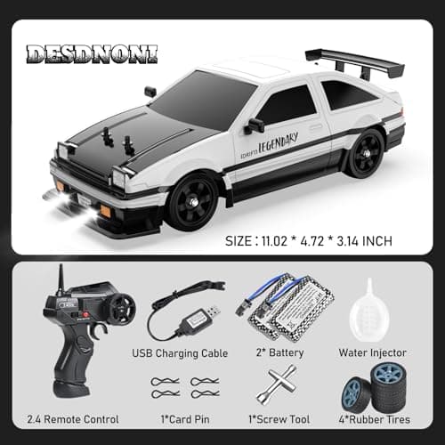 Remote Control Car RC Drift Car 1:16 Scale 4WD 18KM/H High Speed Model Vehicle 2.4GHz with LED Lights Spray Rubber Tire Racing Sport Toy for Adults Boys Girls Kids Gift 2Pcs Rechargeable Batteries - Thumbnail 6