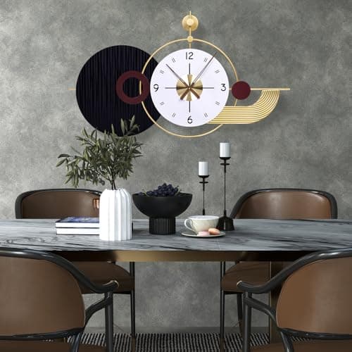 Anmotpe 37.8×21 Inch Light Luxury Retro Wall Clock - Battery Operated Modern Wall Clock with Large Geometric Design for Living Room, Bedroom, Home Decor - Thumbnail 5