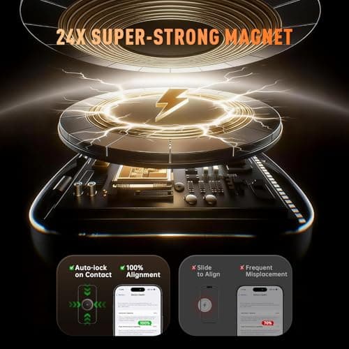 REWONDER Qi2.2 25W Magnetic 3-in-1 Wireless Charger, Foldable Aluminum Charging Stand for iPhone 17/16/15, Pixel, Apple Watch & AirPods, Strong Magnet Stable Base,Travel Charger (Adapter Not Included) - Thumbnail 6