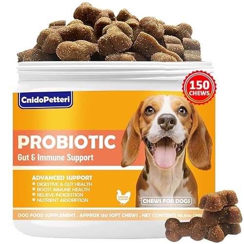 Probiotics for Dogs - 6 Digestive Probiotics & 6 Enzymes for Itchy Skin,Digestion & Gut Support,Helps Diarrhea, Yeast Infection, Upset Stomach,Allergies & Immune System Support-150 Chews