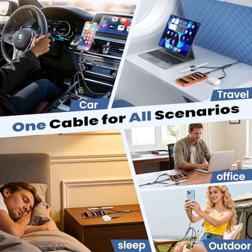 Firsting 3 in 2 USB A/C Multi Charger Cable for iWatch Charger/iPhone 17 Charger/IP Cable, Travel Essentials for Multiple Charger Cord Compatible with iPhone 17-11/iWatch All Series 5FT 2PS - Thumbnail 3