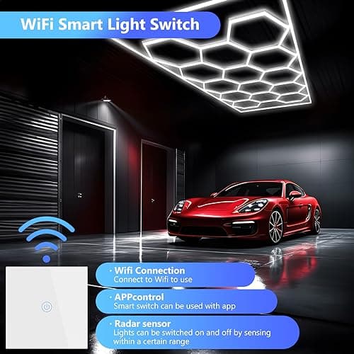 ALLYES Hexagon Garage Lights, Hexagon Ceiling Lights Super Bright Lighting,with Smart Switch,Car Detailing Ceiling Light for Workshop Warehouse Basement Gym Auto Detailing Auto Detailing - Thumbnail 3