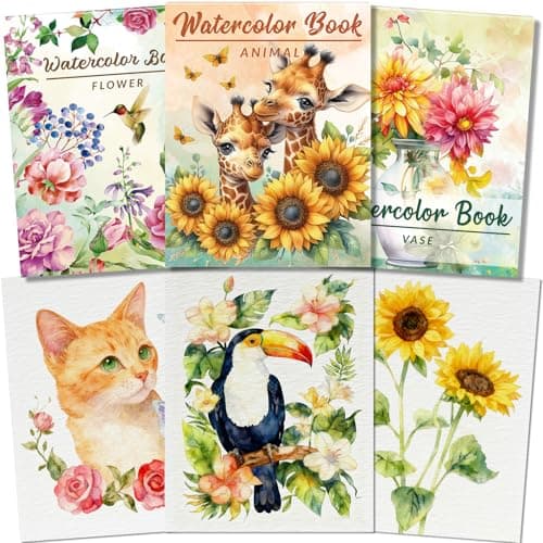 Kalysky 8.5 * 11" Watercolor Workbook,3 Watercolor Coloring Books for Adults,Water Color Book kit for Adults Beginner,160GSM Cold Press Textured Thick Paper - Image 1
