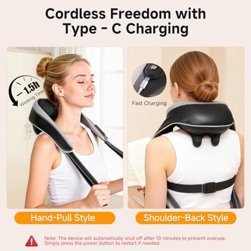 Senluyi 6D Neck Massager for Pain Relief Deep Tissue, Kneading Shiatsu Neck and Shoulder Massager with Heat,Cordless Massager for Back and Shoulder Pain, Mothers Day Gifts for Women Fathers Day Men - Thumbnail 6