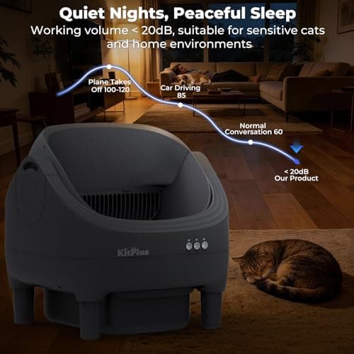 Self Cleaning Litter Box, Automatic Cat Litter Box-APP Control, Open-Design Electric Litter Box, Safety Anti-Pinch, Odor-Free Waste Disposal Includes Trash Bags, Suitable for Multiple Cats, Grey - Thumbnail 4