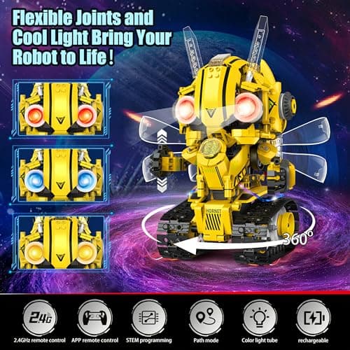 Yerloa Robot Building Kit STEM Gifts for Boy Ages 8-13 with App & Remote Control, 5 in1 Building Set Coding Robotic Toys for Kid Aged 6 7 8 9 10 11 12 Years Old Boy Girl Easter Birthday Gifts (673pcs) - Thumbnail 4