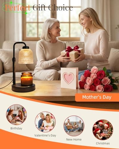 AIFEI Candle Warmer Lamp with Timer, Dimmable Adjustable Height Candle Lamp, Birthday Gifts for Women Mom Sister Friends, House Warming Gifts New Home, Candle Lamp Warmer with 2 Bulbs - CoalBlack - Thumbnail 6