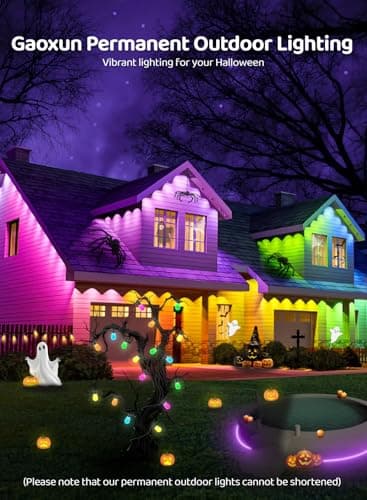 Gaoxun 150ft Permanent Outdoor Lights, RGBW Smart Outdoor Lights for House with 54 LED, APP/Remote Control, 47 Scene Modes, Timer, IP67 Waterproof Eaves Lighting for Daily Holiday Christmas Decors - Thumbnail 3
