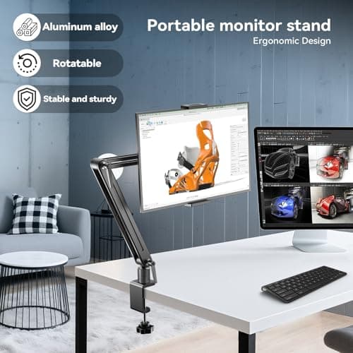 Feising Mount Soporte para Tablet/Portable Monitor/Ereader - Strong Bearing Weight over 5.5lbs with Built-in Adjusting Wrench with 360°Rotate Base Fits for ipad 4.7-15.6" Tablet Stand Holder - Thumbnail 4