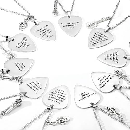 COTATI Quotes Guitar Pick Necklace Outfits Jewelry Accessories Inspired Fans Gift Merch (You are your own definition of beautiful and worthwhile) - Thumbnail 6