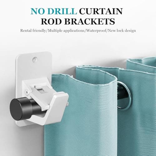 Adhesive No Drill Curtain Rod Brackets - Heavy Duty 30LB Holders for Bathroom Bedroom Kitchen, Universal Damage-Free Window Rod Hooks with Nail-Free Installation (8PC White) - Thumbnail 3