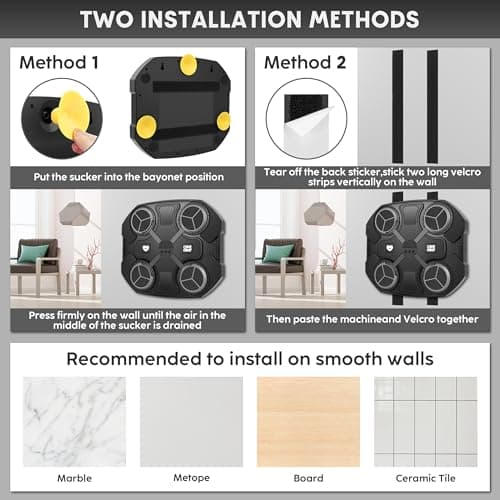 Music Boxing Machine Sport Toys for Kids,Wall Mounted Bluetooth Smart Punching Target,Training Pad Toy with Boxing Glove,Ideas Toys for Boys Girls Kids 3 4 5 6 7 8 9 10 11 12+ Years Old (Black) - Thumbnail 4