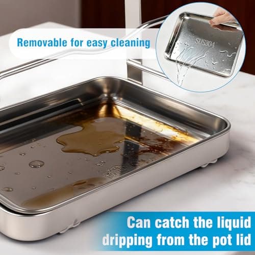 YJREW 304 Stainless Steel Pot Lid Organizer & Spoon Rest, Pot Lid Holder Storage Rack for Kitchen Countertop, Multifunctional Stove Top Pot Cover Stand While Cooking - Thumbnail 3