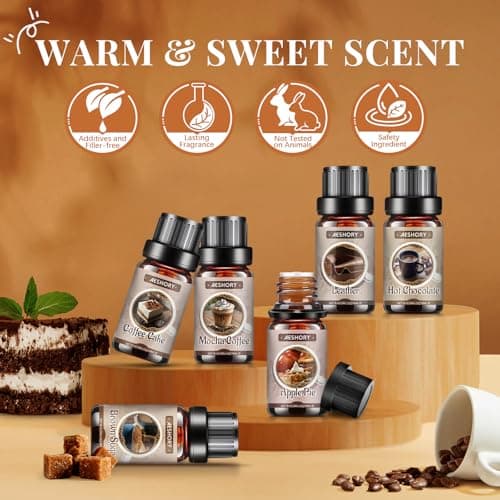 Bakery Essential Oils Set, Gifts for Mom & Wife, Fragrance Oils for Diffusers,Candle & Soap Making,Aromatherapy Oil -,Chocolate, Coffee Cake, Coffee, Apple Pie,Brown Sugar, Leather Scents - Thumbnail 2