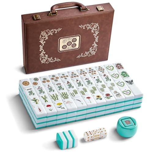 Color Al chemist American Mahjong Tile Set, 166 Vintage-Inspired Acrylic Engraved Tiles with Wind Indicator & Dice, Retro Leather Travel Case | Meaningful Present for Mahjong Social Circles - Image 1