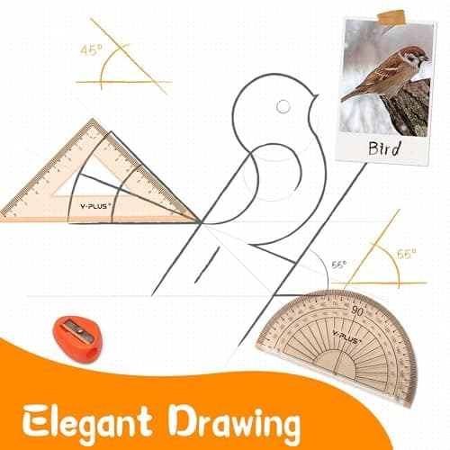 YPLUS Geometry Set for Students, Math Protractor Compass with Rulers Mechanical Pencil, Box of Protactors Kit for Class Supplies and School Kids Toddler - 12 Pcs, Back to School Supplies for Kids - Thumbnail 4