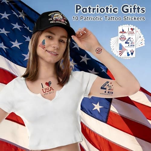 Bokauo 250 Anniversary USA Hat for Men Women,Printed Adjustable Baseball Cap,250th Years Gift Merchandise for Husband,Veteran (Black) - Thumbnail 4