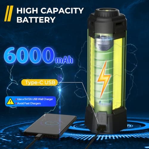 Geisofu Rechargeable Work Light with Stand, Outdoor LED Cordless Camping Light with Portable Telescopic Bracket, 3.7 Ft Tall 6AH Battery, 2000 Lumen Construction Lights with Carrying Bag Green Medium - Thumbnail 5