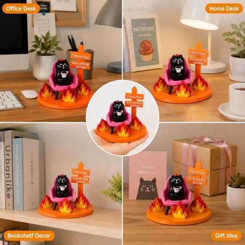 MAYIPLAY Black Cat Gifts for Cat Lovers Women Meme Cat Figurines Funny Desk Decor Gifts for Coworkers Friends Emotional Support Desk Accessories - Thumbnail 5