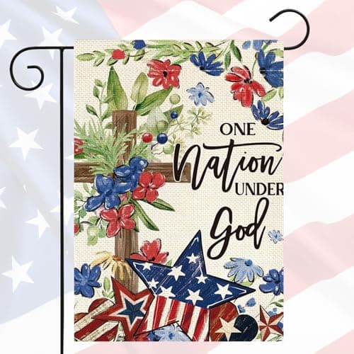 Oeyliz Memorial Day Decorations Garden Flag Patriotic Garden Flag Fourth of July Patriotic Star Pattern 4th of July Outside Flag 12x18 Inch Double Sided Independence Day Decor Yard Outdoor Decoration - Image 1