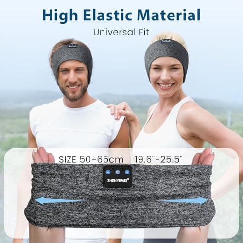 ZHENYEMEI Sleep Headphones Wireless Bluetooth 5.4 Headband, Sports Earphones Sleep Earbuds with HD Stereo Speaker Microphone for Workout Jogging Yoga Insomnia Air Travel Meditation Unique Gifts Gray - Thumbnail 6