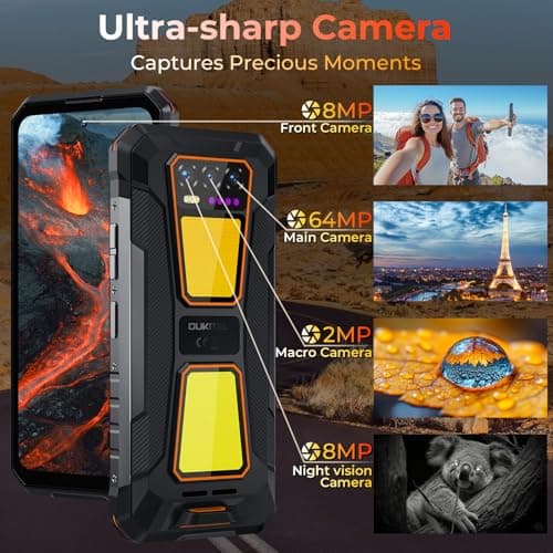 OUKITEL 512GB WP58 PRO Rugged Smartphone Unlocked 24GB+512GB,10000mAh Battery, Android 15 Rugged Phone Unlocked 6.8" FHD+ 120Hz, 108MP+32MP, 128dB Loud Speaker Waterproof, NFC/GPS/OTG Green - Thumbnail 5