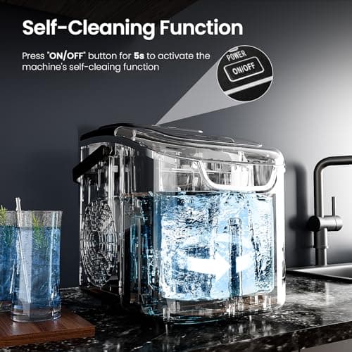 Antarctic Star Pro-Grade Countertop Ice Maker, 9 Cubes in 6 Mins, 26lbs/Day, Self-Cleaning, Ultra-Quiet for Home Bar, Kitchen, Office & Entertaining - Thumbnail 4