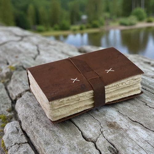 Kathmandu Valley Co. Heritage Deluxe Nepali Traveler Vintage Leather Bound Journal with Handmade Heavyweight Tree-free Lokta Paper, 5x8 Office Notebook, Handcrafted in the Himalayas of Nepal - Thumbnail 6