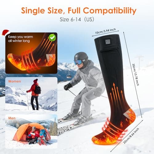 Minthouz Quick Heated Socks, 7.4V Electric Heating Socks for Men Women, Supports APP Control, 3000mAh*2 Battery Warm Socks, Suitable for Sizes 6-14, Winter Hunting, Skiing, Hiking, Camping - Thumbnail 5