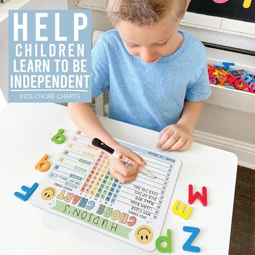 Hadley Designs Magnetic Chore Chart for Kids – Reward Chart for Kids, Dry Erase Responsibility Board for Children at Home, Fridge Behavior Tracker for Daily & Weekly Tasks, Green Toddler Chore Board - Thumbnail 3