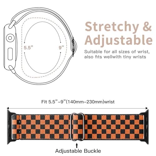 XSMDAJDTXZ 2 Pack Stretchy Solo Loop Compatible with Apple Watch Band 40mm 41mm 44mm 45mm 46mm 49mm 38mm 42mm Women Men, Sport Nylon Elastic Straps Braided Wristbands for iphone Watch Series 11 10 9 8 7 6 5 4 3 Ultra SE (rose/orange, 42mm(Series 3)/44mm/45mm/46mm/49mm) - Thumbnail 2