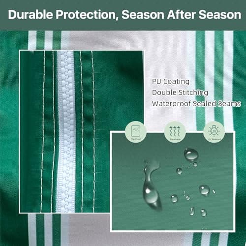 DEER LAND Patio Umbrella Cover, Waterproof Outdoor Umbrella Cover, PU-Coated Polyester Parasol Umbrella Cover with Zipper, Adjustable Strap and a Support Pole, UPF 50+ Windproof Design - Thumbnail 4