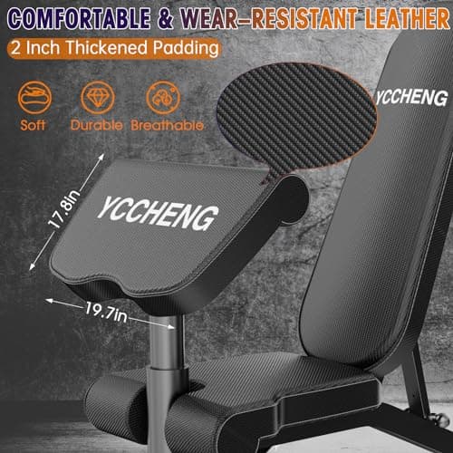 Weight Bench, Muti-functional Strength Training Bench for Full Body Workout Home Gym, Adjustable Sit up Beach, Upright Incline Flat Exercise Bench with Preacher Pad - Thumbnail 4