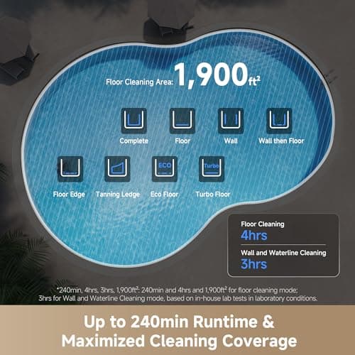 Mova Diver A10 Cordless Robotic Pool Vacuum Cleaner, 6,000GPH Suction, 240min Runtime, Wall Climbing & Double-Pass Waterline Scrubbing, AI-Powered Edge Cleaning & Path Planning, Auto Parking, 8 Modes - Thumbnail 3