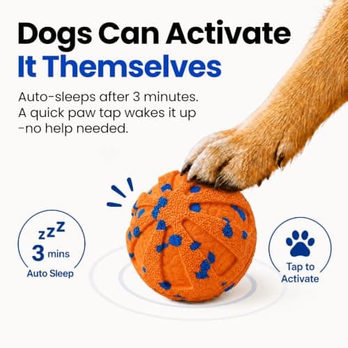 JoyBruko Interactive Dog Toys Ball, Moving Dog Toys to Keep Them Busy, Automatic Self Rolling & Bouncing, Soft E-TPU Material IPX7 Waterproof, Enrichment for Small Medium Large Breeds, Orange - Thumbnail 3