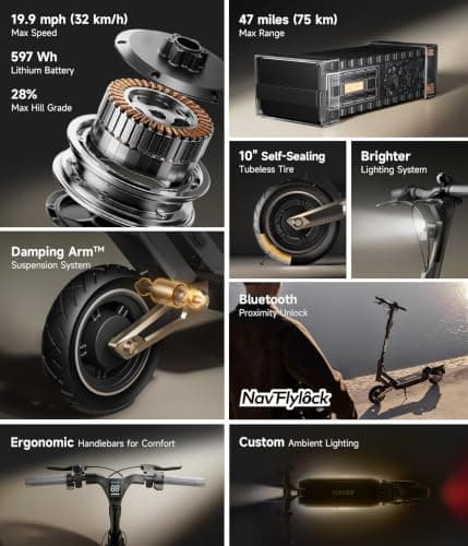 NAVEE ST3 Pro Electric Scooter, e-Scooter-for-Adults, Fast 25 20 mph Off Road, 1000w 800w 500w Motor with Suspension, Long Range 45 40 30 Miles, 10 inch Tires, Adult Kick Scooters for Commuter Teens - Thumbnail 2