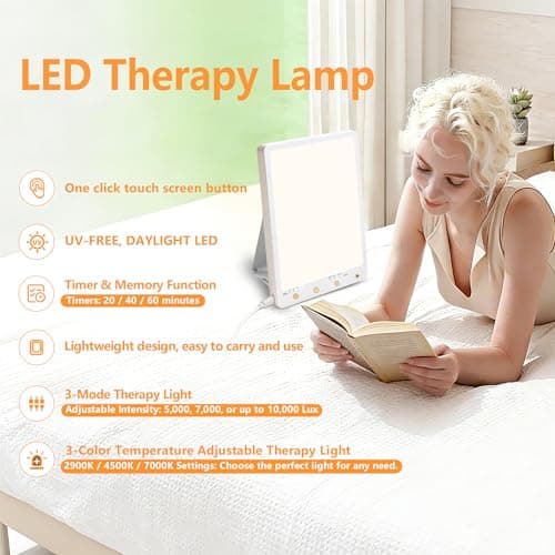 Beamhaus Light Therapy Lamp,10000 Lux Light Therapy Lamp -Full Spectrum Llight Therapy,3 Color Touch&Wall Mountable Daylight Therapy Lamp,Sunlight Lamp with Memory Function for Home & Office - Thumbnail 2