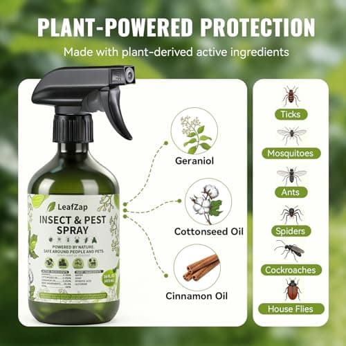 LeafZap Natural Bug Spray, Triple Essential Oil Formula, Insect Repellent with Cinnamon Oil for Pest Control, Effective Against Ants, Spiders, Roaches &More, Indoor Outdoor Use, Family & Pet Safe,16oz - Thumbnail 2