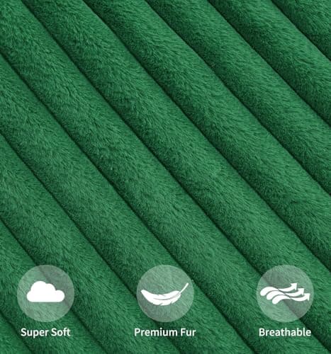GriNeed Pack of 2 Christmas Green Pillow Covers 20x20 Inch Decorative Faux Fur Emerald Throw Pillow Cover, Soft Lumbar Plush Pillowcases for Couch Sofa Bed Living Room, Fluffy Cute Home Boho Decor - Thumbnail 6