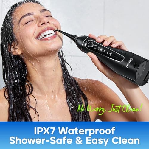 Nicwell Water Dental Flosser Pick for Teeth: 4 Modes 300ml Cordless Portable Rechargeable Oral Irrigator IPX7 Waterproof Cleaner Pik Deep Cleaning Flossing Pic Machine for Home Travel - Thumbnail 6