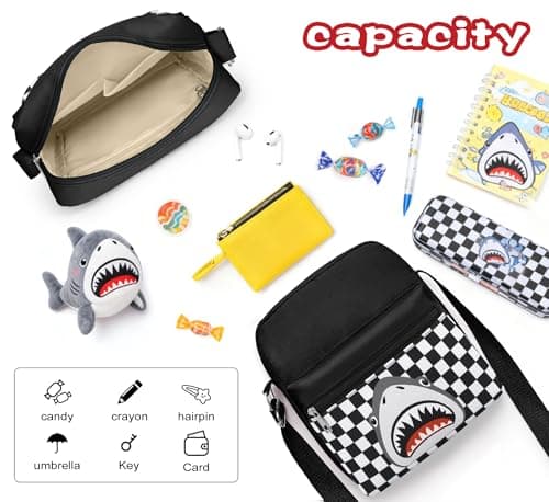 WOOMADA 2pcs Canvas Bag Crossbody Purses Cross Body Bag Messenger Bag CrossBody Purse Set(Shark Night) - Thumbnail 4