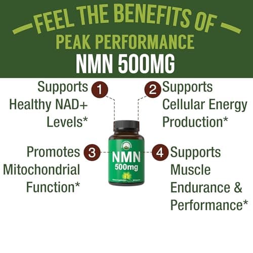 NMN Supplement Ultra High Strength Stabilized Nicotinamide Mononucleotide 500mg Per Capsule. 2 Capsules = 1,000mg of NMN. Boost NAD Levels. Healthy Aging NAD+ Supplements for Men and Women - Thumbnail 2