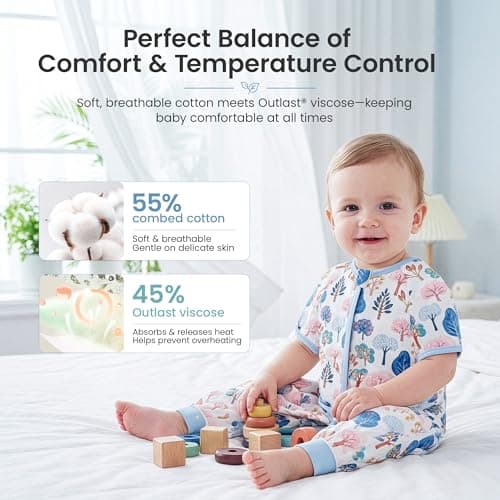 i-baby Outlast® Toddler Sleep Sack with Legs, 0.5 TOG Lightweight Muslin Baby Wearable Blanket, Walker Sleeping Sack with Outlast Temperature Regulation, Sleeping Bag with 2-Way Zipper 1-2T - Thumbnail 4