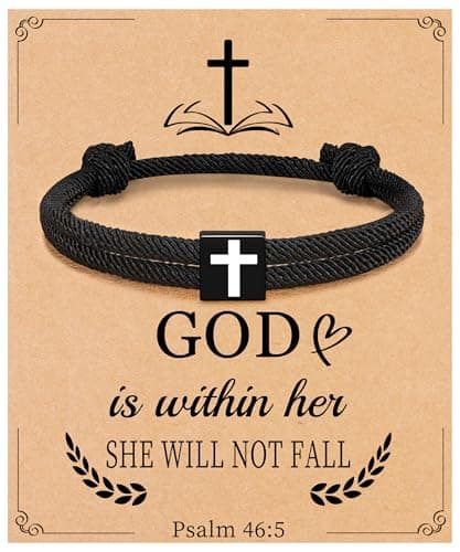 Sistble Easter Gifts, Easter Basket Stuffers for Teens Cross Bracelet for Women, Christian Gifts for Women Handmade Rope Bracelet Psalm Bible Verse Jesus Communion Inspirational Jewelry - Image 1
