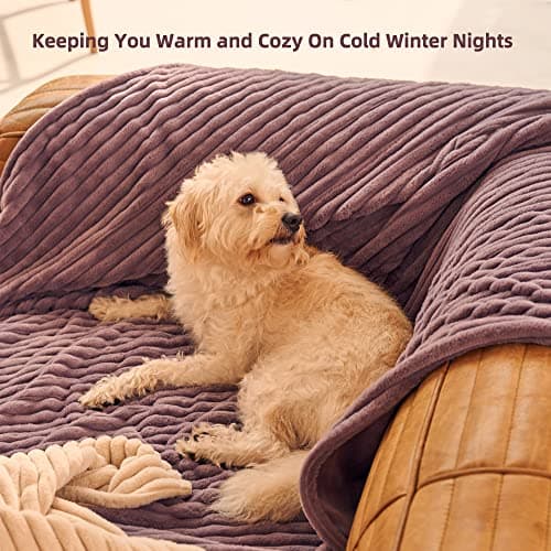 GOTCOZY Electric Blanket Heated Throw 50''X60''- Ribbed Faux Fur Heated Blanket with 4 Heating Level & 3 Hour Auto Off Heating Blanket, ETL&FCC Certified Machine Washable(Violet) - Thumbnail 6