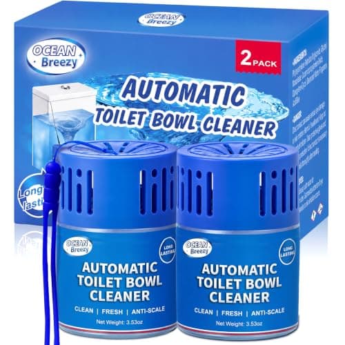 OceanBreezy Automatic Toilet Bowl Cleaner Bottles, 2 Pack In-Tank Toilet Cleaner for Stain Build-Up Prevention, Blue Long-Lasting Toilet Tank Cleaner, Septic Safe, Fresh Scent, Up to 3 Months Each