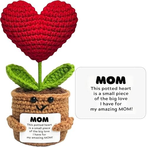Mothers Day Birthday Gifts for Mom Grandma - Funny Gift for Mother Mommy from Daughter Son Emotional Support Pickle Gifts, Positive Crochet Heart Flower Handmade Emotional Support Animal