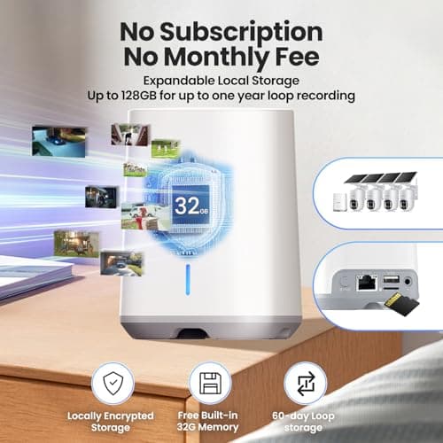 SOLIOM- 5MP Security Cameras Wireless Outdoor, No Subscription & Solar Powered,4-Cam Pack Cameras for Home Security with 360° Auto Motion Tracking, 3K Color Night Vision,5G & 2.4G Router Compatible - Thumbnail 3