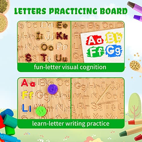 LearnToy Montessori Wooden Alphabet Tracing Board - Educational Toy for Kids - Fine Motor Skills Development - Double-Sided Writing Practice - Ideal Gift for Preschool 3-5 Years Old. - Thumbnail 4