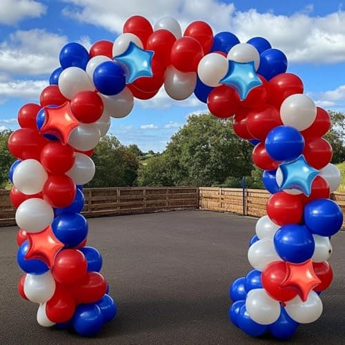 Red White Blue Balloon Garland Arch Kit 160Pcs Red White Blue Latex Balloons with Star Foil Balloons for 4th of July Nautical Patriotic Baseball Birthday Party Decorations - Thumbnail 3